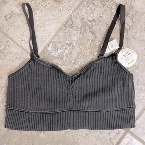 Aerie Offline ribbed adjustable Bralette. Grey. Size Medium